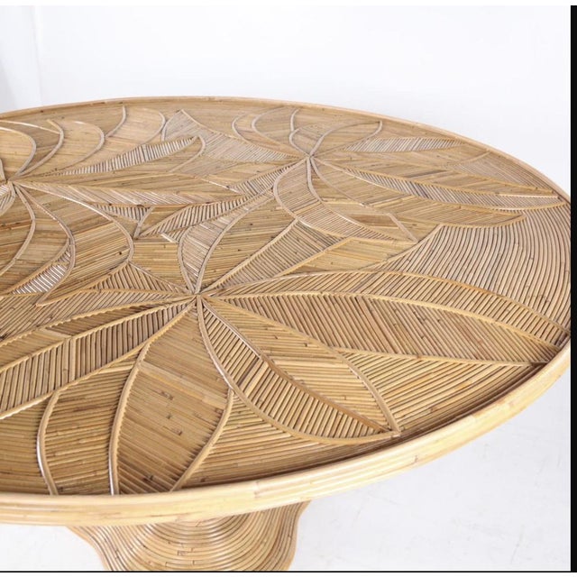 Wood Vintage Rattan Dining Table For Sale - Image 7 of 12
