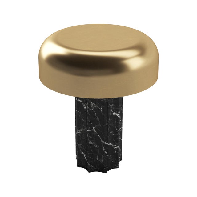 FLUTED COLUMN Rechargeable Cordless LED Table Lamp, 3-Levels Brightness Touch Sensor Control, Black Marble / Brushed Brass For Sale - Image 12 of 14