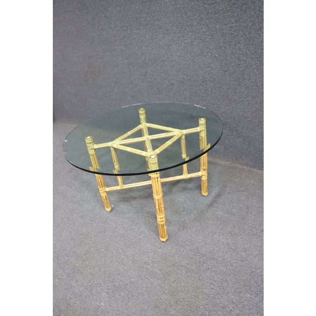 McGuire Attributed Bamboo & Glass Dining Table For Sale - Image 4 of 7