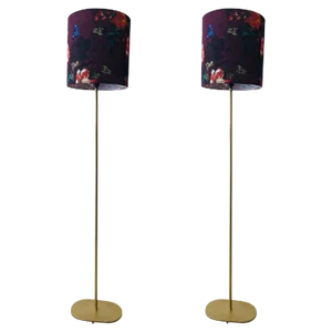 Modern Floor Lamp With Gilded Iron Base - a Pair