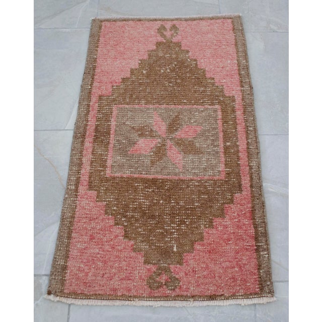 1970s Vintage Hand Knotted Small Rug For Sale - Image 4 of 8
