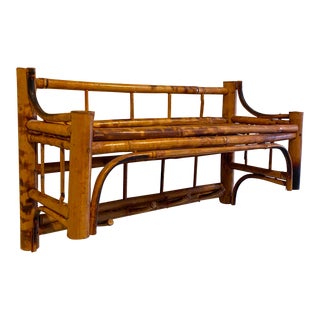 1970s Vintage Wall-Mounted Burnt Bamboo Shelf With Hooks For Sale