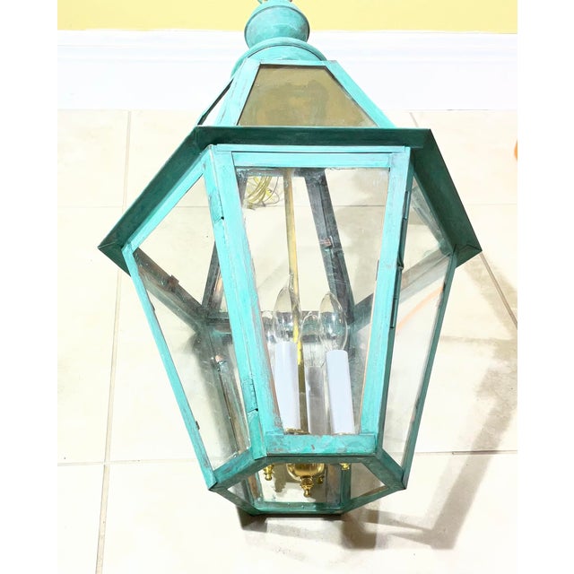 Large Single Solid Copper Hanging Lantern. 27” X 16” For Sale - Image 10 of 15