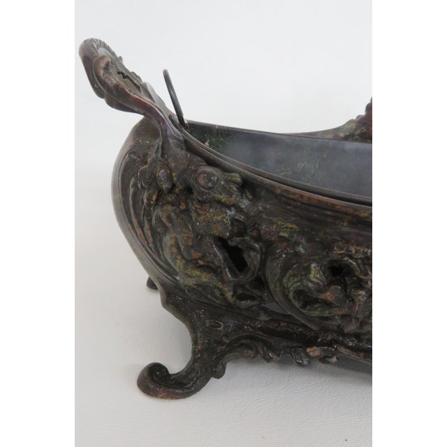 Metal Jardiniere Planter Rococo Style Scrollwork Footed Centerpiece Bowl 4957b For Sale - Image 15 of 18