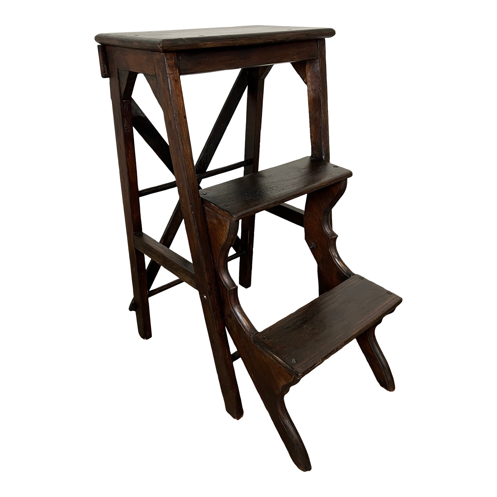 Vintage Wood Folding Step Stool | Chairish
