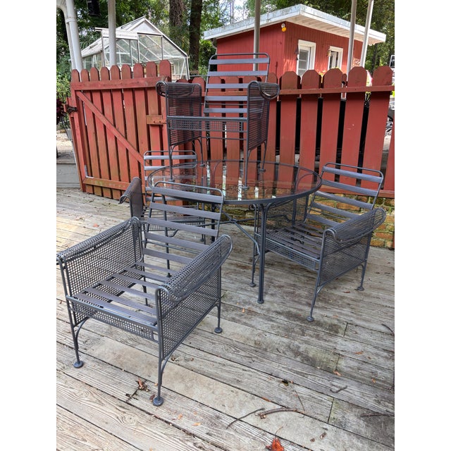Metal Russell Woodard Sculptura Pool Side Dining Table H& 4 Chairs, Attributed For Sale - Image 7 of 10
