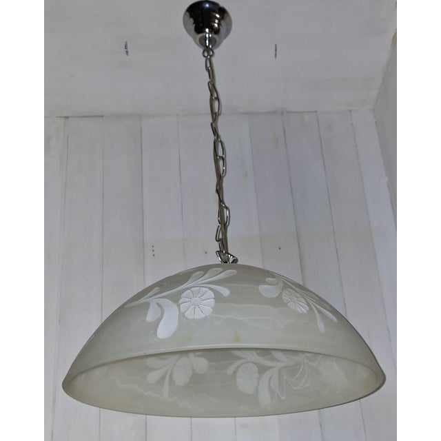Vintage Ceiling Lamp with a Frosted Glass Shade and Chrome-Plated Metal Frame from Honsel, 2000s For Sale - Image 6 of 10