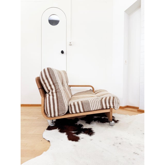 Wood 70s Mario Bellini Cassina "Pianura" style Oak Two Seater Sofa Loveseat (2 of 2) For Sale - Image 7 of 18