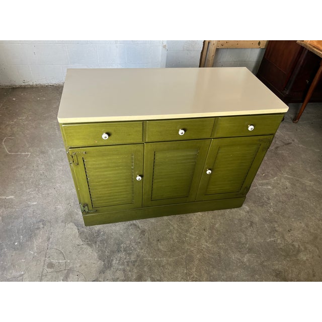 Ethan Allen Heirloom Green Painted Hutch Cabinet For Sale - Image 12 of 17