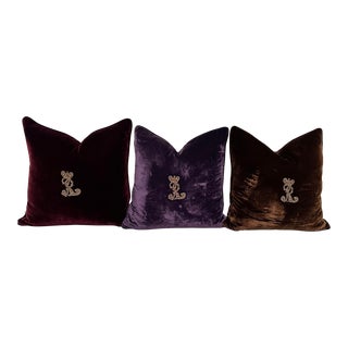 2000s Ralph Lauren Velvet Throw Pillows- Set of 3 For Sale