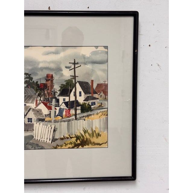 Gray M. B. Pritchard Mendocino Framed Watercolor, Circa 1996 For Sale - Image 8 of 12