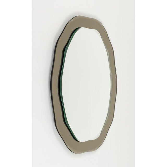 1970s Mid-Century Gray Beveled Edged Wall Mirror in the style of Fontana Arte, Italy, 1970s For Sale - Image 5 of 10