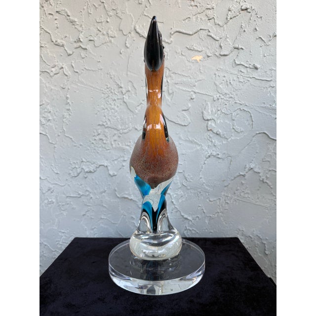 1970s Vintage Murano Sommerso & Aventurine Art Glass Bird Sculpture, Italy, C. 1970s For Sale - Image 5 of 11