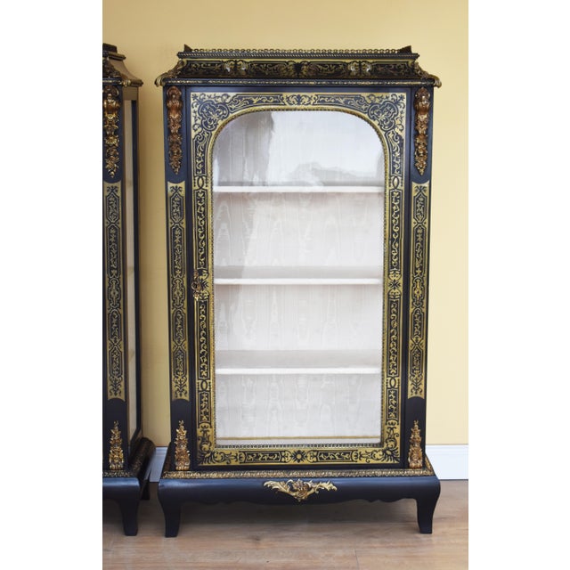 19th Century French Ebonised Boulle Cabinets, Set of 2 For Sale - Image 3 of 10