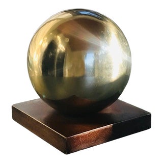 Mid-Century Modern Architectural Brass Globe Sculpture and Bookend, 1970s For Sale