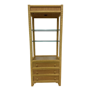 1980s Mid Century Henry Link Wicker Etagere With Storage