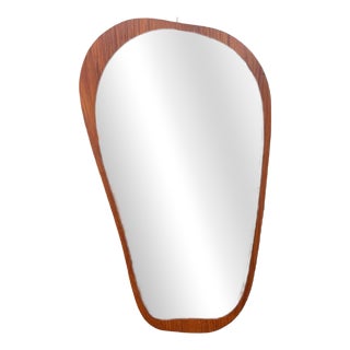 Organic Shaped Teak Wood Mirror For Sale