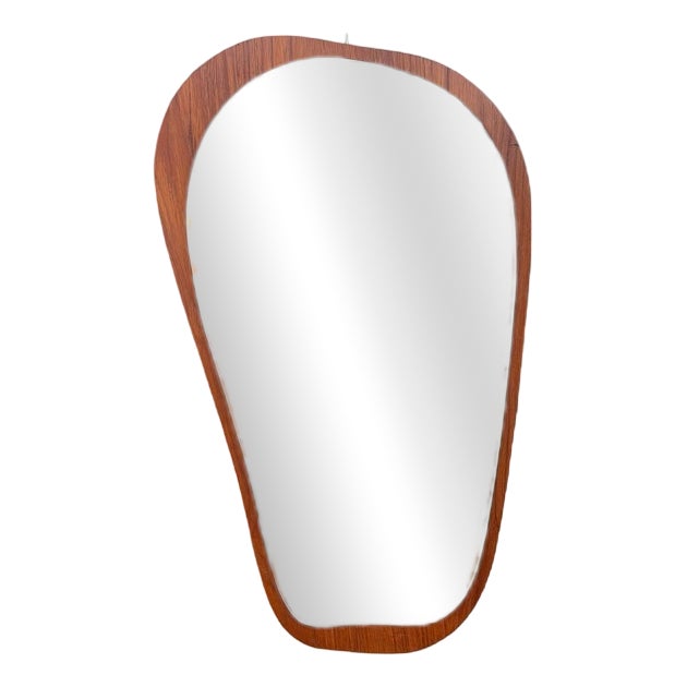 Organic Shaped Teak Wood Mirror For Sale