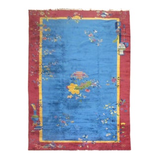 Zabihi Collection Blue Oversize Chinese Art Deco Nichols Rug For Sale