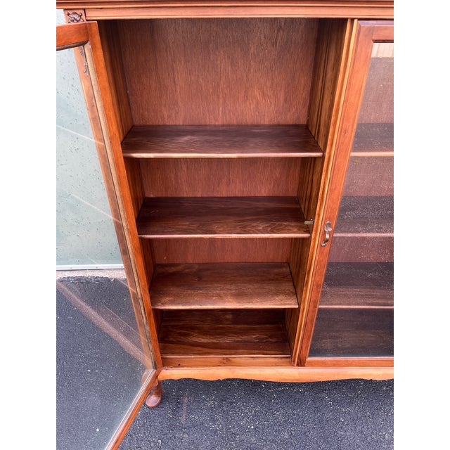Antique Cherry Queen Anne Double Door Bookcase For Sale - Image 10 of 12
