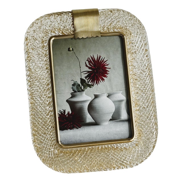 Italian Gilt Murano Glass Twist Picture Frame from Barovier & Toso, 1990s For Sale