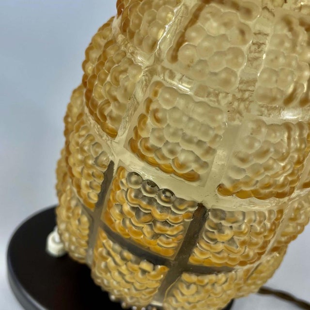 Amber Glass and Burnished Brass Table Lamp, Sweden, 1930s For Sale - Image 9 of 18