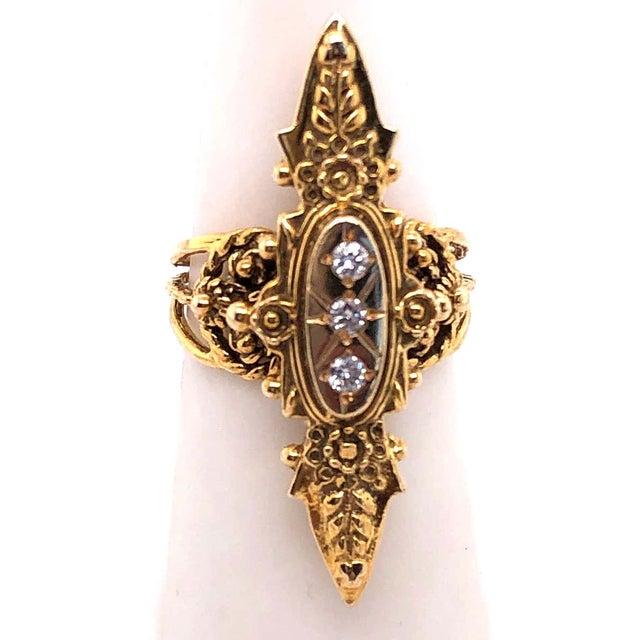 Modern 14 Karat Yellow Gold and Three Diamond Freeform Ring For Sale - Image 3 of 12