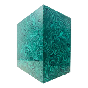 1970s Imperial Stone Faux Malachite Wastebasket Acrylic Signed