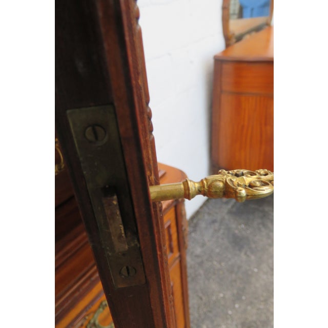 French Early 1900s Johnson Furniture Carved Inlay Tall Chest of Drawers For Sale - Image 9 of 18