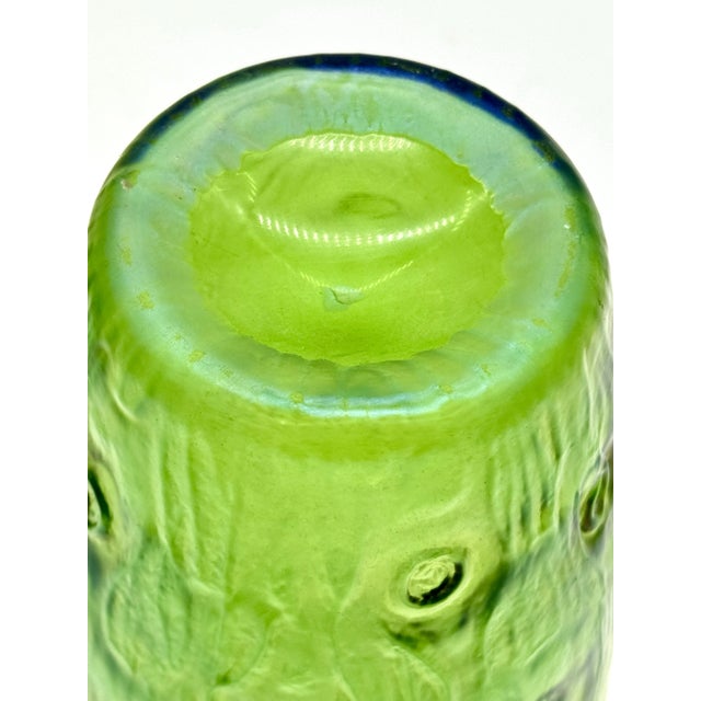 Glass Antique Loetz Creta Rustican Green Nouveau Art Iridescent Vase - Austrian - Pinched Dimples For Sale - Image 7 of 7