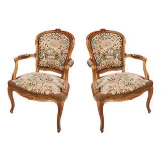 Rococo Armchairs with Tapestry Upholstery, Set of 2 For Sale