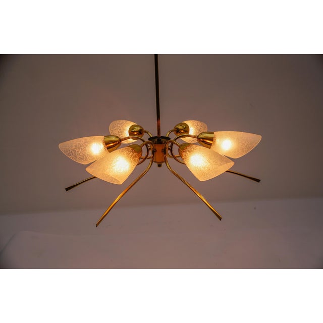 Mid-Century Modern Six-Armed Brass Sputnik Lamp, 1950s For Sale - Image 12 of 13