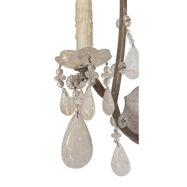 French Dennis & Leen for Formations Rock Crystal & Silver Gilt Iron Sconce - 1 of 4 For Sale - Image 3 of 5