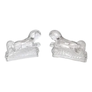 Pair of Art Deco Style Glass Galloping Horse Bookends