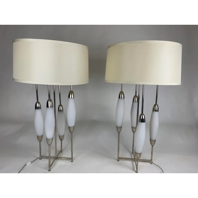 Mid 20th Century Murano Mirrored Globe Large Lamps - A Pair For Sale - Image 11 of 12