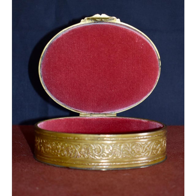 Antique Brass Jewelry Box French Classical Porcelain Vignette For Sale - Image 9 of 18