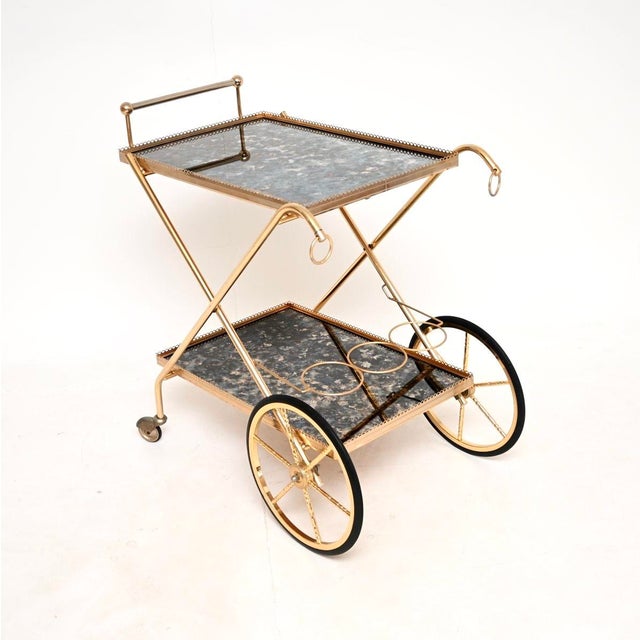 1970s Vintage Italian Brass Drinks Trolley, 1970s For Sale - Image 5 of 13