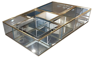 Vintage Italian Crystal Coffee Table with Brass Details