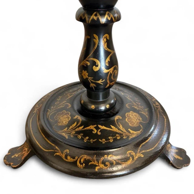 Black Late 19thCentury English Painted Tilt-Top Table For Sale - Image 8 of 11