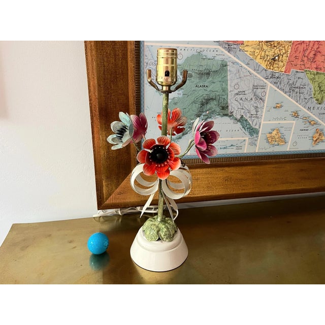 Italian Flower Bouquet Lamp & Shade, C1960 For Sale - Image 11 of 18