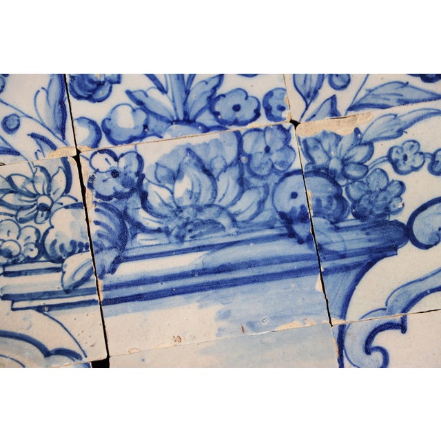 Tile Mural Panel Depicting a Baroque Jardinière With Flowers, Portuguese, 18th Century For Sale - Image 13 of 16