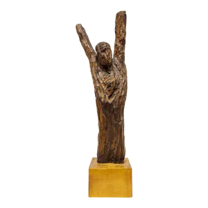Chaïm Goldberg, Large Modernist Carved Wood Judaica Sculpture, 1961