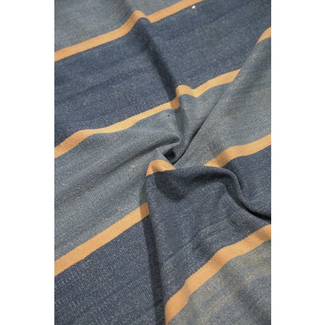 Vintage Dhurrie Rug in Bluewith Stripes, From Rug & Kilim For Sale In New York - Image 6 of 6