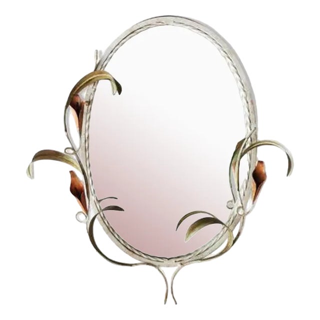 Art Deco Wrought Iron Plant Mirror, 1960s For Sale