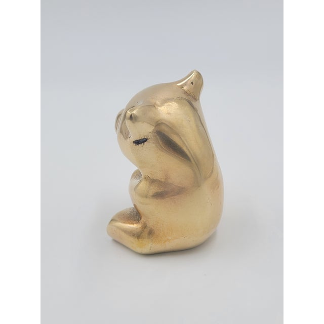 Mid-Century Modern Seated Mid 20th Century Solid Brass Panda Figurine For Sale - Image 3 of 12