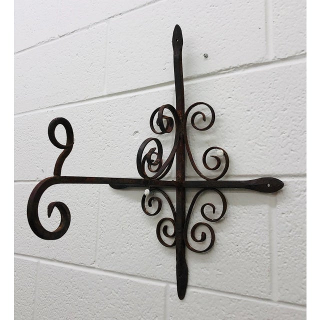 Shabby Chic Antique Forged Iron Hanging Hook For Sale - Image 3 of 13