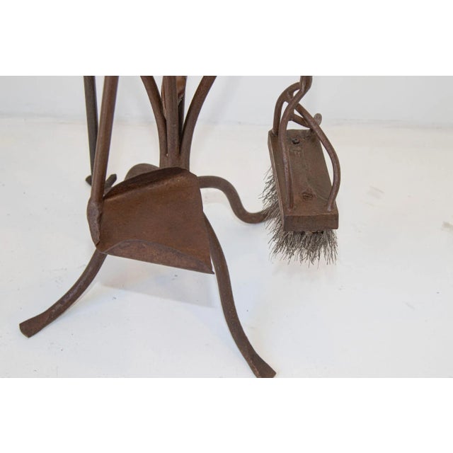Mid-Century Sculptural Iron Forged Oversized Fire Place Tools - 4 Pieces For Sale In Palm Springs - Image 6 of 13