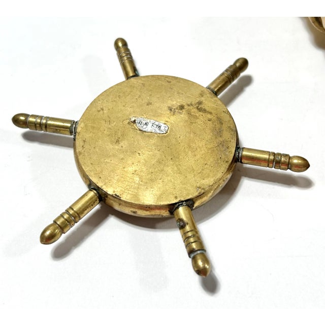 Metal Brass Nautical Seaman Fisherman & Compass - A Set of 2 For Sale - Image 7 of 8