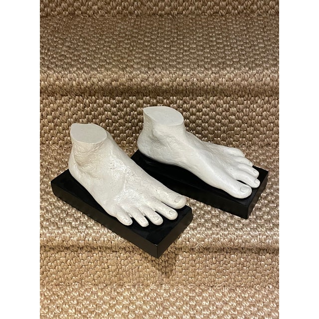 Antique White Contemporary Plaster Foot Sculpture - Set of 2 For Sale - Image 8 of 8