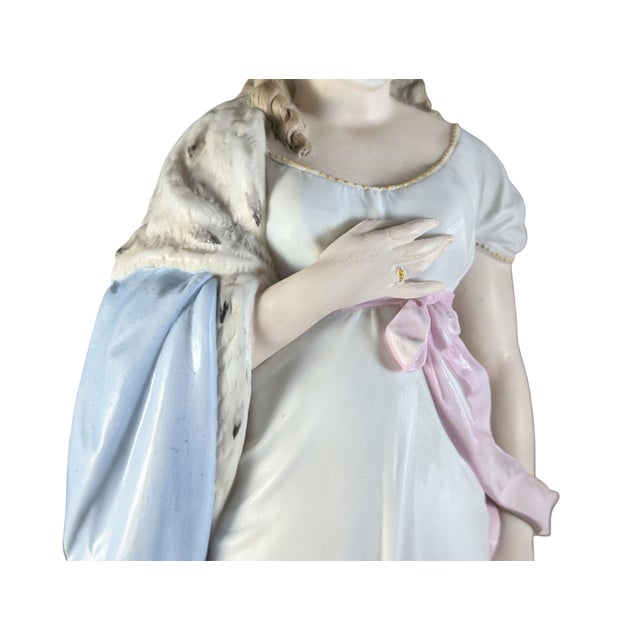 Late 19th Queen Louise of Prussia Hand Painted Large Porcelain Figurine Bisque 13.5" Tall For Sale In New York - Image 6 of 12